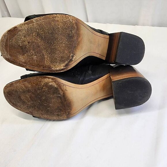 VINCE CAMUTO Womens Black  Sternat Peep Toe Block Heel Leather Shootie size 8.5 - Picture 9 of 10
